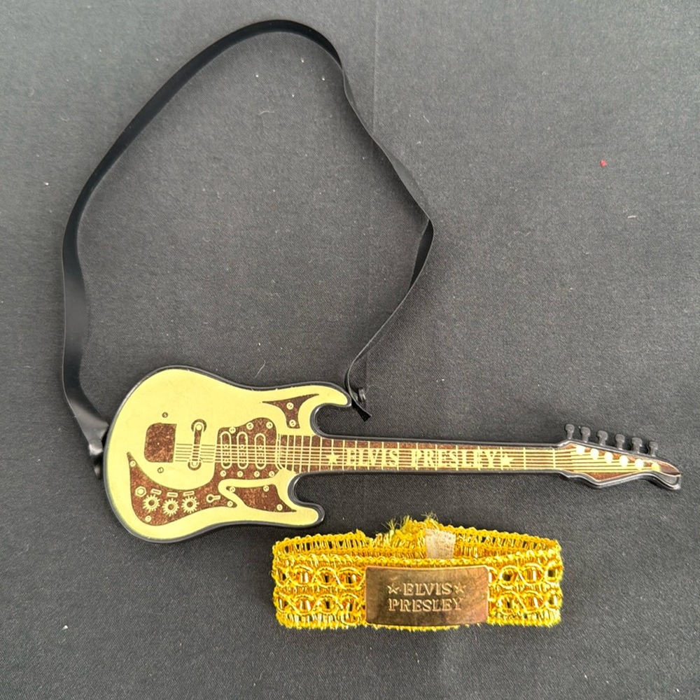 Vintage Elvis Presley Doll Plastic Guitar and Velcro Belt w/Buckle